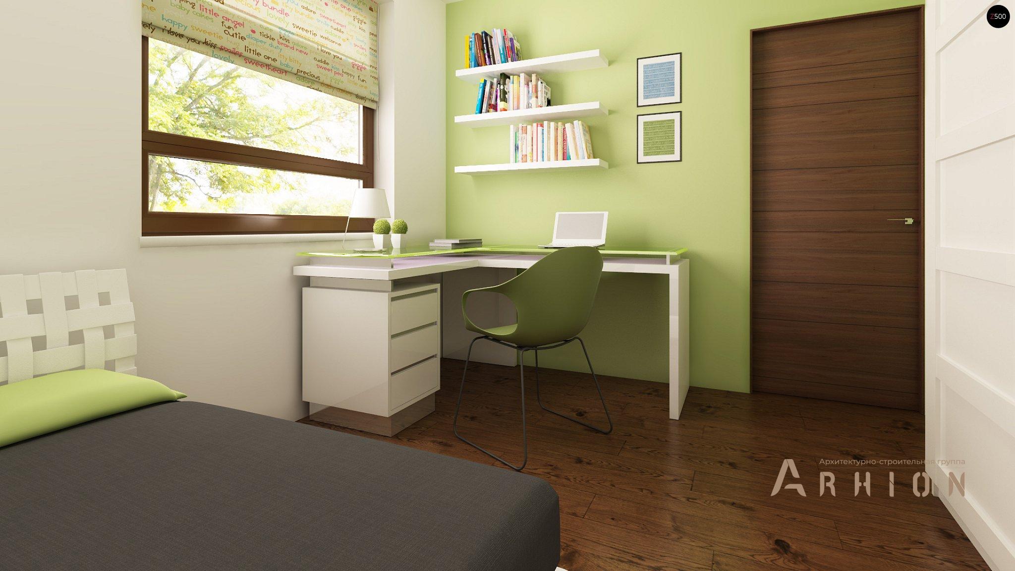 6. Проект одноэтажного дома в современном стиле с двускатной кровлей, Z12 P GP, площадью - 156 кв c мансардой, терассой, гаражом